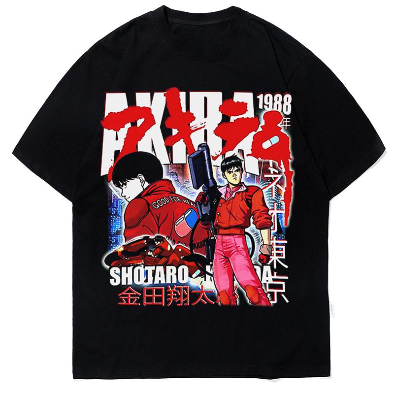 

2024 Popular New Style Animation Print Short Sleeve T-shirt for Men and Women Hip Hop High Street Loose Round Neck Pure 4XL