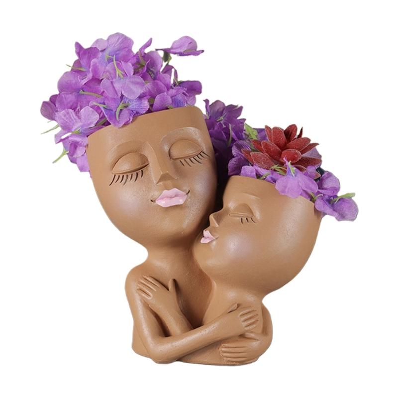 

Resin Unique Couple Vase Decorative Flowerpot Resin Flowerpot Couple Flowerpot Perfect for Garden Yard Home Outdoor коричневый