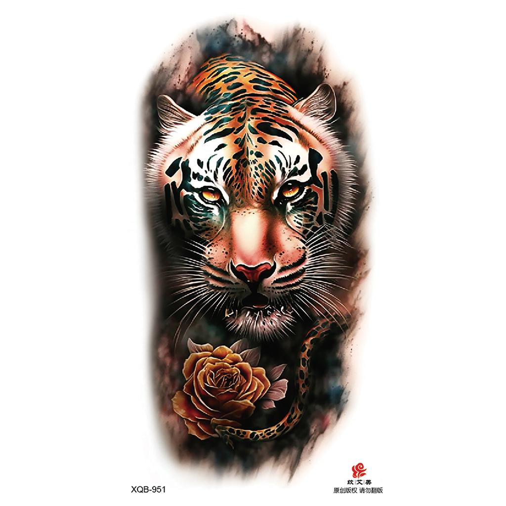 2026 Nuovo Tatuaggio Temporaneo Impermeabile Adesivo Fuoco Foresta Leone Lupo Tigre Flash Tatuaggi Uomo Corona Corpo Braccio Finto Tatuaggio