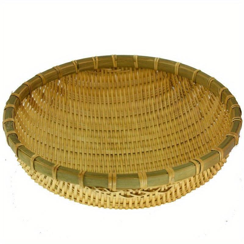 

Bamboo Bread Basket, Vegetable and Fruit Basket, Handmade Circular Storage Basket, Drainage Basket, Bamboo Basket