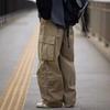 Autumn loose overalls men's and women's cityboy tide brand three-dimensional pocket adjustable tied feet casual trousers