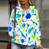 Women Plus Size Abstract Printed Long Sleeve Drawstring Hood Kangaroo Pocket Pullover Hoodie