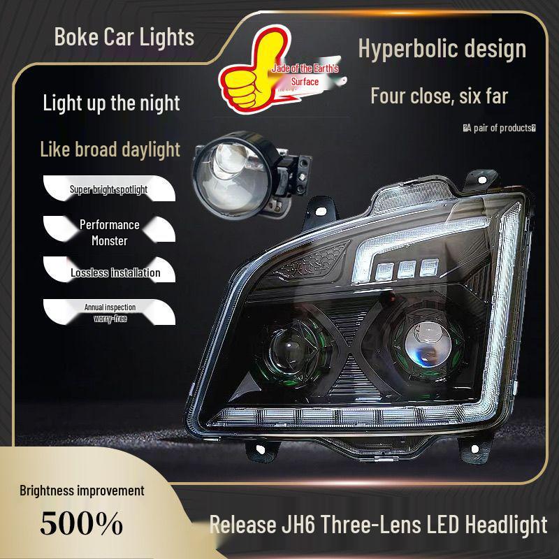 JH6 Headlight Assembly: All LED, Three-Lens, Four Low Beam, Six High Beam, Laser Technology Standard