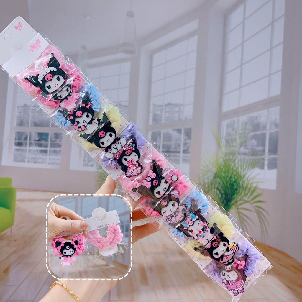 Korean Kuromi Black Hair Clip: Cute Children's Hair Accessories with BB Clip & Rubber Band.