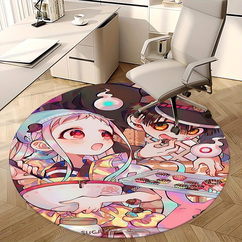 1pc Anime Cartoon Design Round Carpet Office Chair Mat