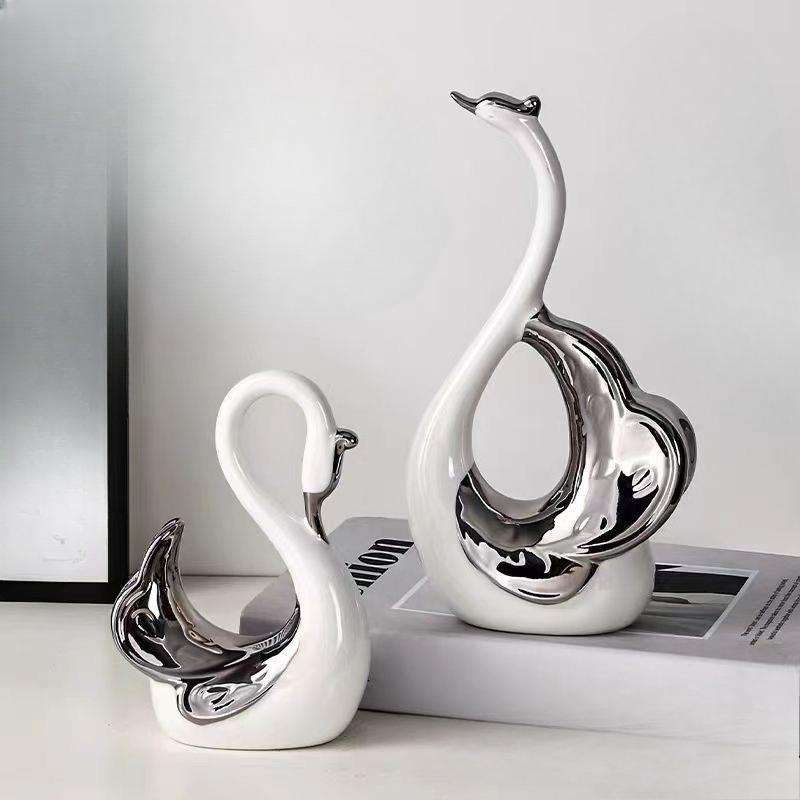 Kreatives Paar Schwanenform-Ornament, Heim Wohnzimmer Weinschrank Schreibtisch Dekorationen, Leichter Luxus Handwerkszubehör