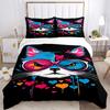 3pcs Colorful Cat with Sunglasses Bedding Set - Includes Quilt Cover and Pillowcases, Suitable for All Seasons,