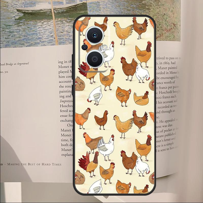 Chicken Pattern Cover For OPPO Reno 7 8 Lite 11F 12F 13F 14F 10 11 12 13 14 Pro OPPO Find X6 X8 X9 Pro Case