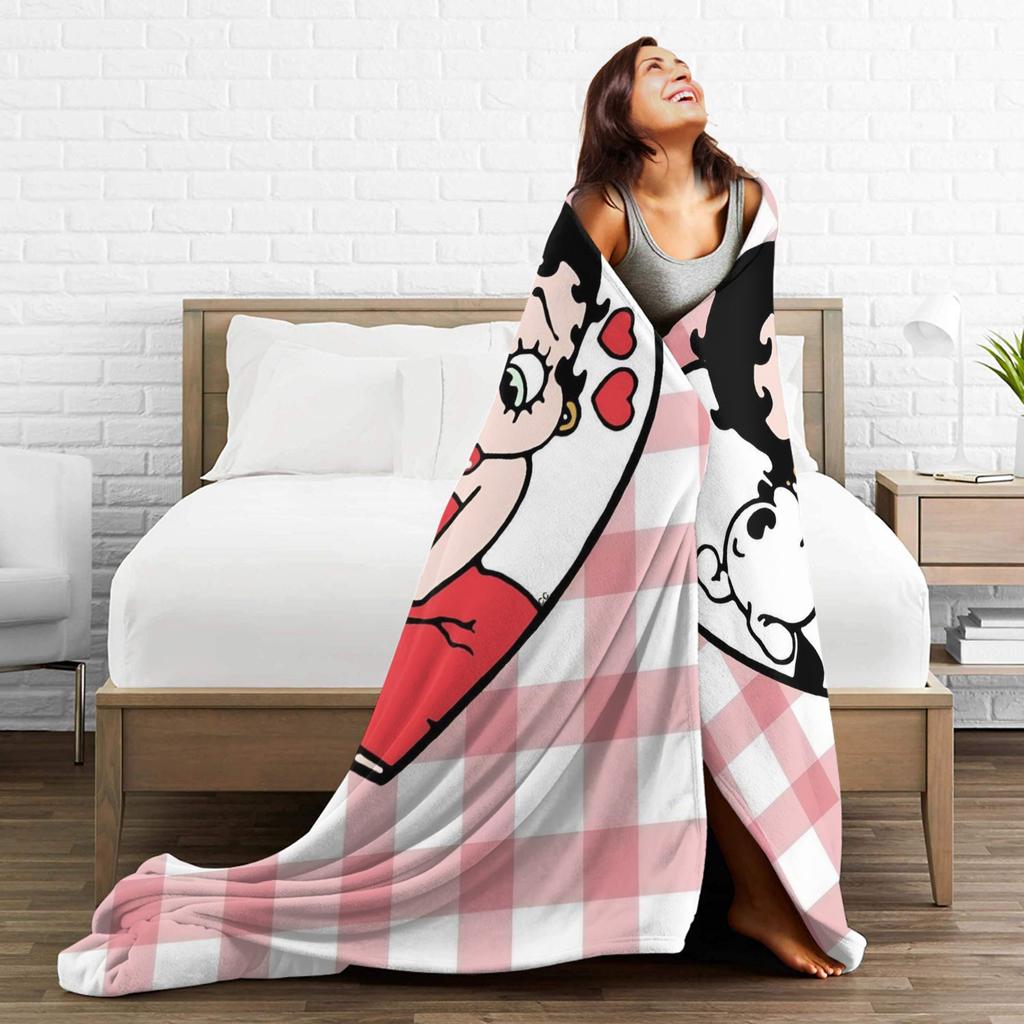 B-Bettys Boops Throw Blanket for Couch  Soft Fuzzy Plush Blanket 50x60 Inch Multi-size Bedspread for All Seasons