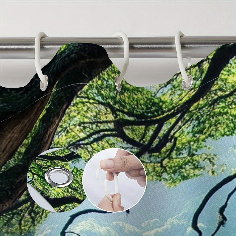 Transform Your Bathroom with This Waterproof Shower Curtain Featuring a Lush Tropical Paradise for a Relaxing Escape