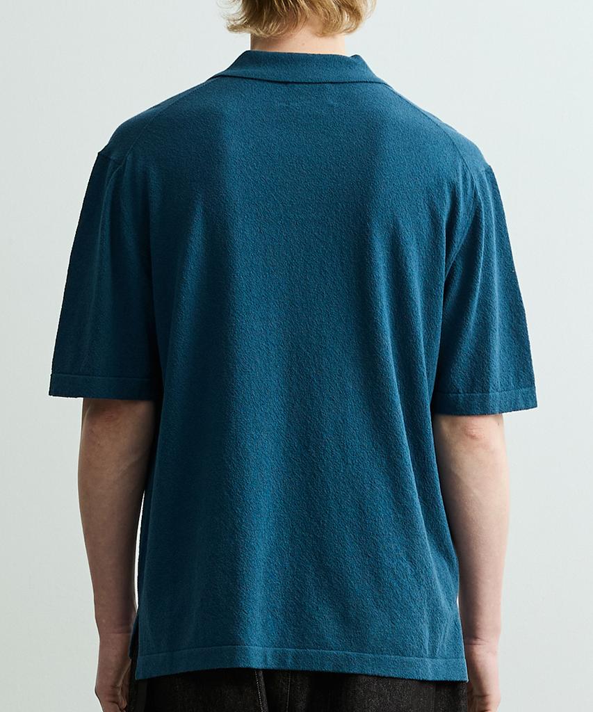 ONNHANS Open Collar Short Sleeve Knit_Teal Blue