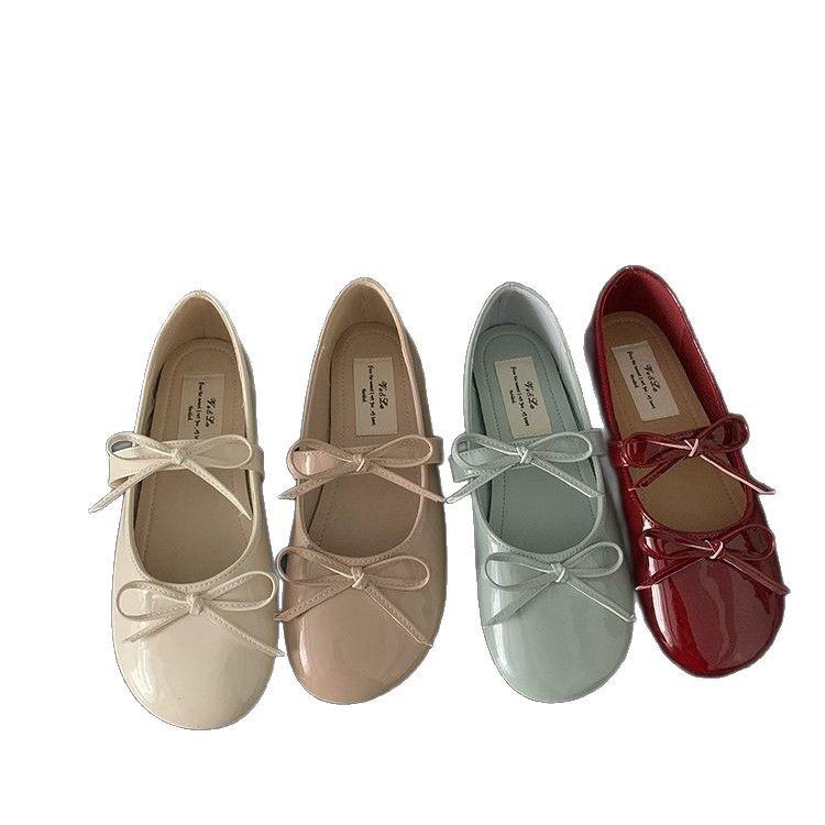 Evening Wind Shoes French Bow Mary Jane Shoes Flat Women's Shoes Early Spring with Skirts Soft-soled Single Shoes Ballet Shoes