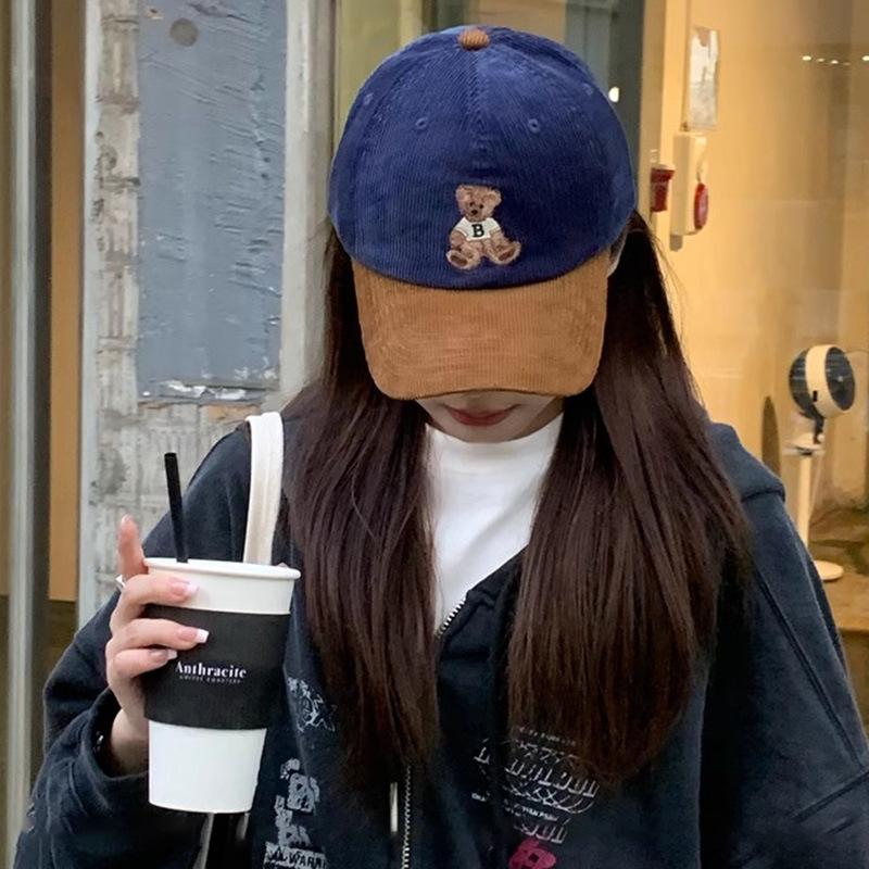 

Стильная вельветовая бейсболка с вышивкой медведя - Мягкий 100% хлопок, Влагоотводящая, Ручная стирка, Снэпбек, Регулируемая посадка - Идея Adjustable темно-синий