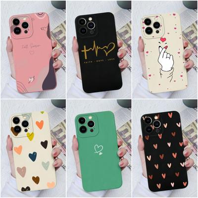 For Apple iPhone 11 12 13 14 15 Pro Max X XS XR SE 6 7 8 Plus Case Back Cover Fashion Love Heart Liquid Silicone Couple Phone Cases For iPhone Bumper