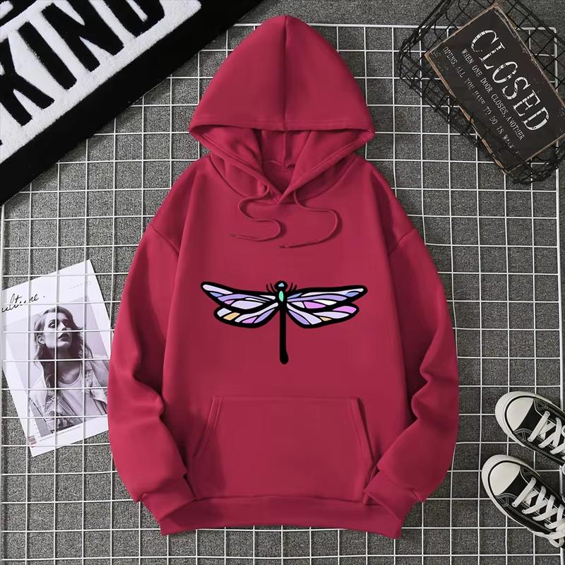 2025 Amazon Wish Quick Selling Independent Station Let It Be Butterfly Printing Long Sleeve Hooded Sweatshirt For Women CYXX361