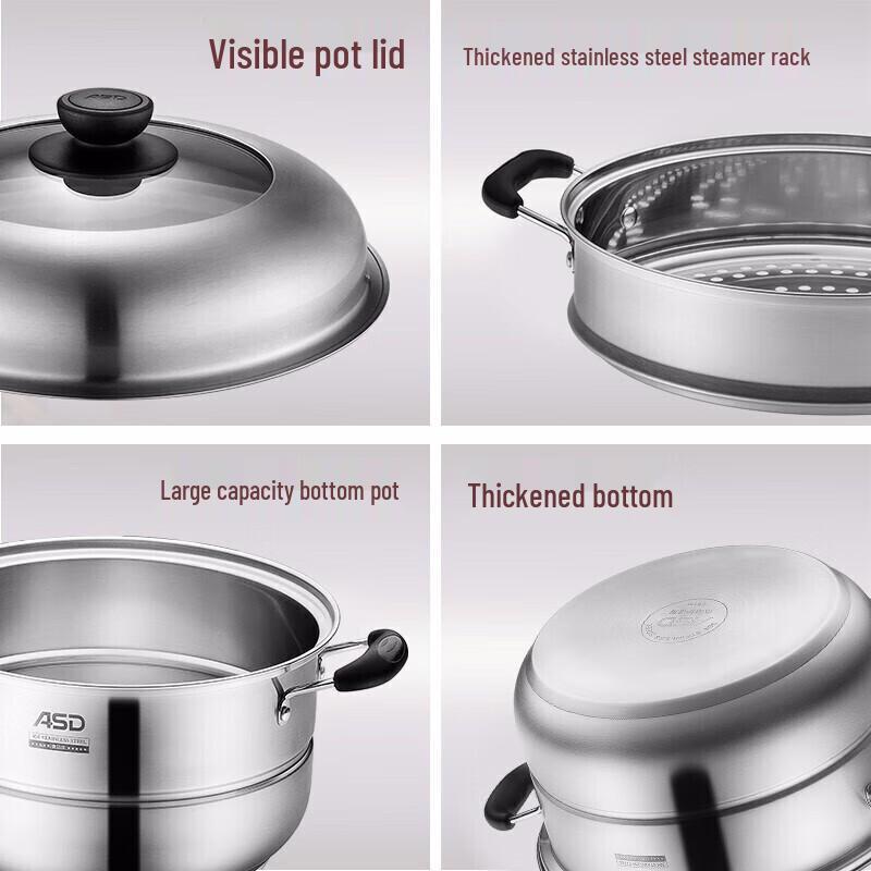 ASD Edelstahl Doppelschicht Dampfgarer