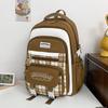 School bag Korean style forest-style elementary school backpack, high aesthetic plaid color-blocking, collegiate style, multi-compartment backpack 