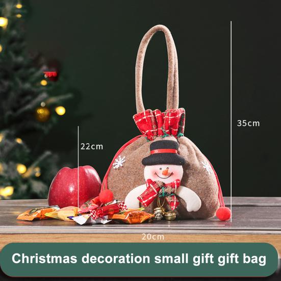 Christmas Gift Bags with Drawstring Design Cute Cartoon Packaging Tote Bag for Festive Party Decoration