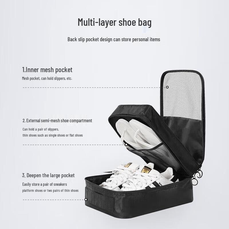 MIAOQIAO Portable 3-Compartment Shoe Bag