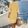 Womens V Neck Striped Loose Fit Pullover Dress with Half Sleeve and Sun Lightweight Beach Cover Up Tunic