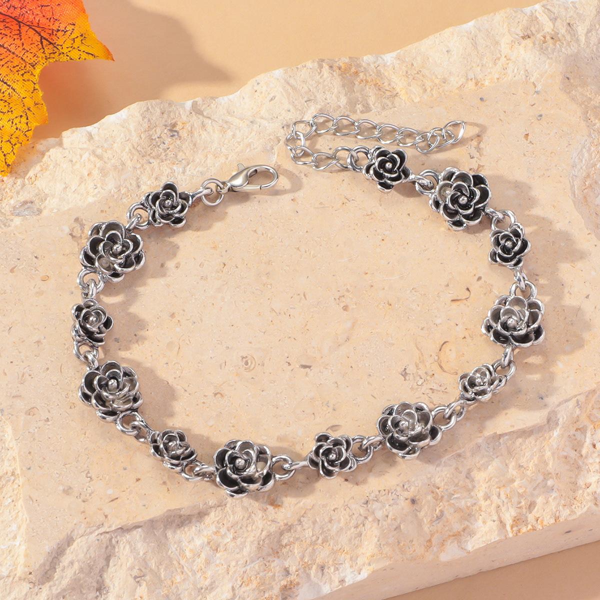 

Новый ретро винтажный браслет с розой, ниша, легкий роскошный цветочный браслет, крутой и элегантный браслет