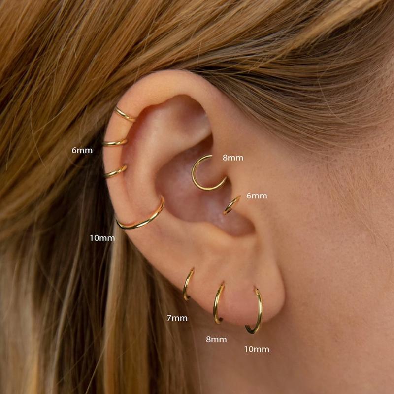 

1PC Stainless Steel Simple Classic Round Circle Hoop Earrings For Women Men Punk Smooth 6-16mm Huggie Earring Piercing Jewelry 16mm чорний