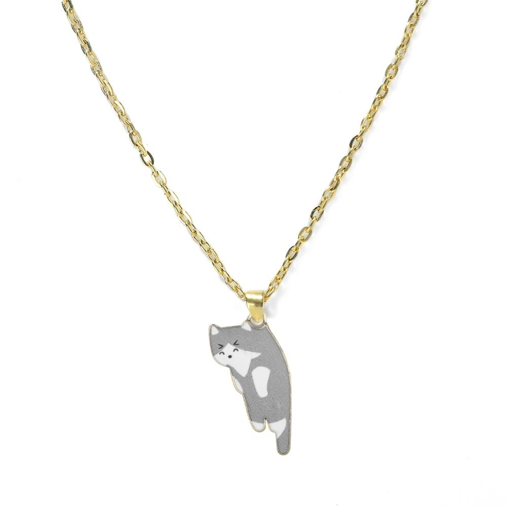 Cute Cats Pendant Necklaces for Girl Cartoon Animal Kitten Golden Alloy Chain with Lobster Clasp Fashion Jewelry Gifts for Women