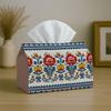 1pc Tissue Box Holder with Folk Scandinavian Decorative Design-Floral Border Colorful,Durable Polyester,Ideal for Kitchen,Living Room,Bedroom,Bathroom