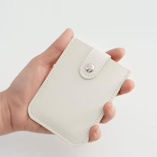 Faux Leather Card Holder Large Capacity Pull-out 6 Slots Solid Color Button Slim Minimalist Portable Business Card Bank Card Driver