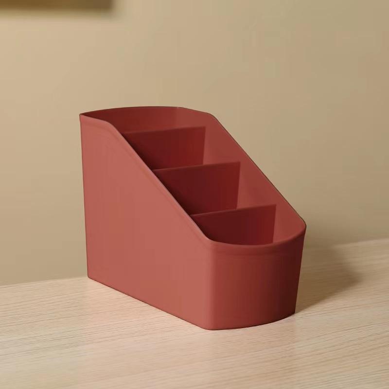 

Простая коробка для хранения с четырьмя отделениями, креативная шкатулка для косметики и украшений, настольный офисный ящик для хранения Four grids темно-красного