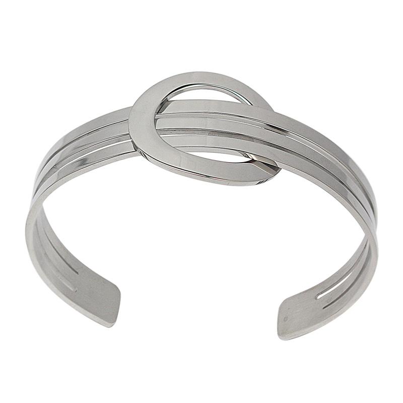 

316L Stainless Steel Simple Strips Crossing Round Big Circle Bracelets Bangle Cuff Women Gold-Color Jewelry Fashion Design