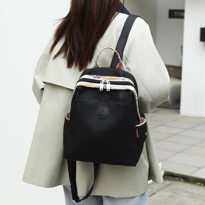 Casual Travel Backpack Lightweight Student Bookbag Urban Minimalist Canvas Bag with Zipper Waterproof Leisure Outdoor Bag