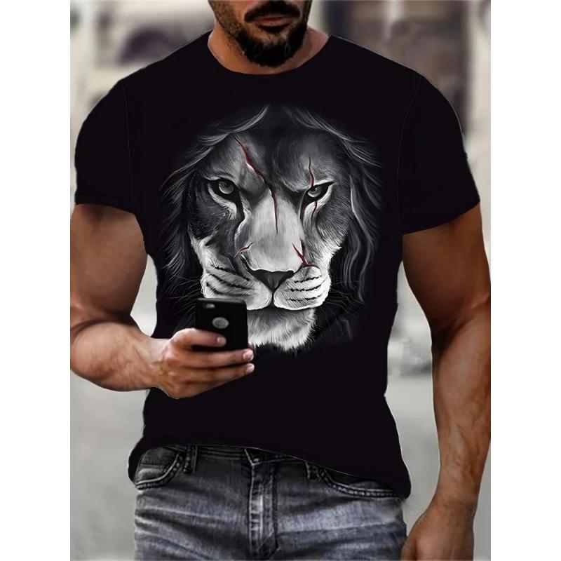 Fashion Men's Crew Neck Short Sleeve 3D Casual Color Printing Casual Short Sleeve Crew Neck T-Shirt