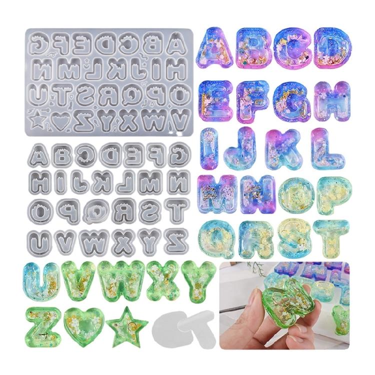 Letter Keychain Mold with Hole Keyring Pendant for Birthday Gift Jewelry Making