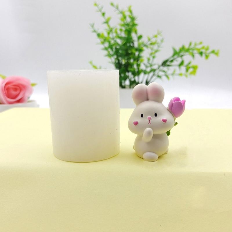 Cartoon Rabbits Silicone Molds Crafts Ornament Plasters Mold Handmade Scented Candle Mould Home Decorations Tool