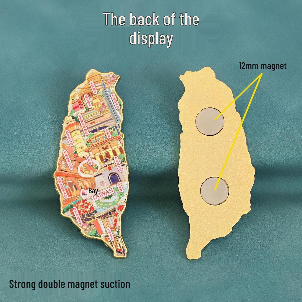 Taiwan Kultureller Metall Kühlschrankmagnet: Austernomelett, Taipei 101 & Jiufen Souvenir