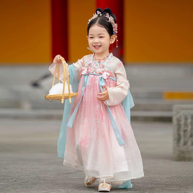 Chinese Style Fairy Hanfu Summer Ruqun: Little Girl's Ancient Tang Suit Princess Dress