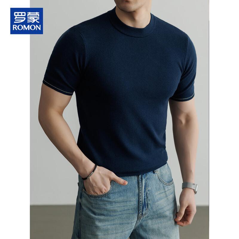 ROMON Men's Wool & Silk Blend Short Sleeve Knit Shirt