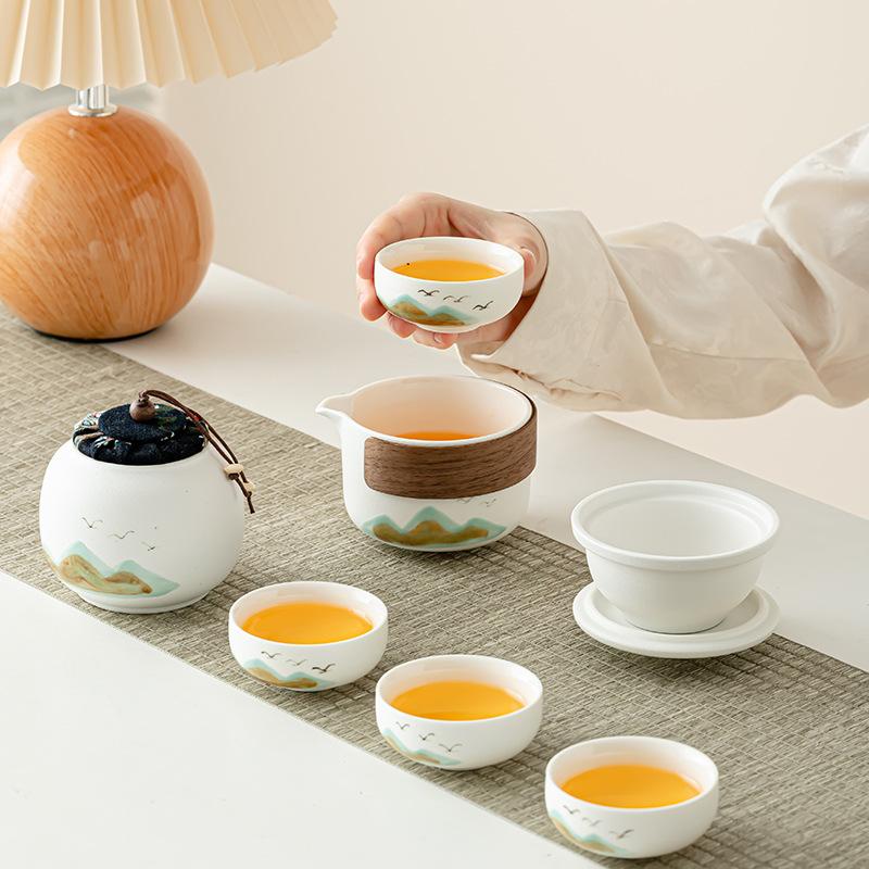 Guochao Tea Set Portable Tea Set Travel Storage Special Business Outdoor Tea Set Gifts Kuaike Cup Casual Gift