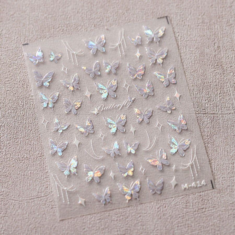 Shell Light Blue Butterfly Nail Art Sticker New Broken Purple Butterfly Beautiful Nail Sticker
