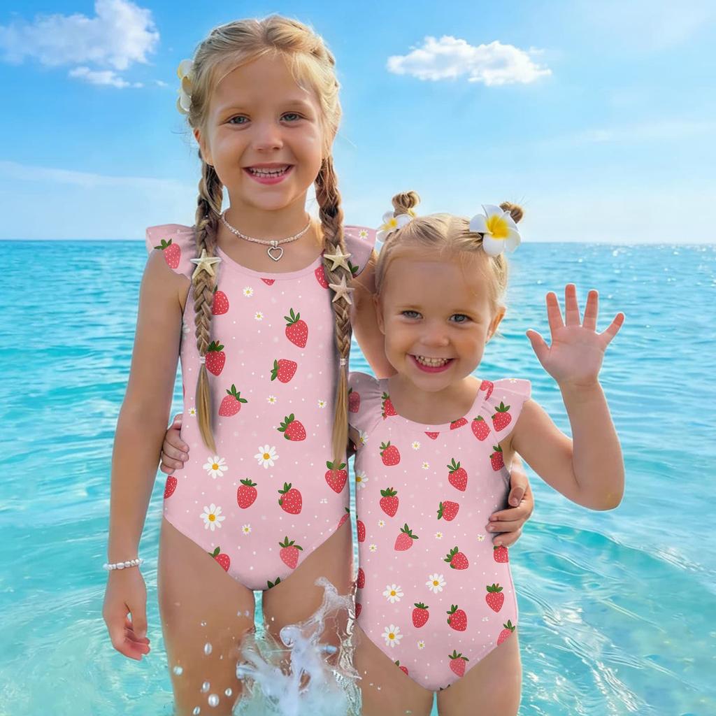 Costume da bagno intero per bambina Estate Bambini Costume da bagno casual Costume da bagno per neonati Bambini Costume da bagno con stampa floreale e di frutta
