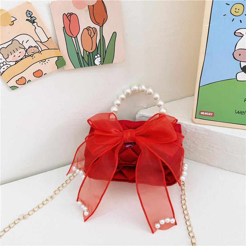 Charming Cartoon Style Red Pu Childrens Handbag With Breathable And Durable Design For Young Girls