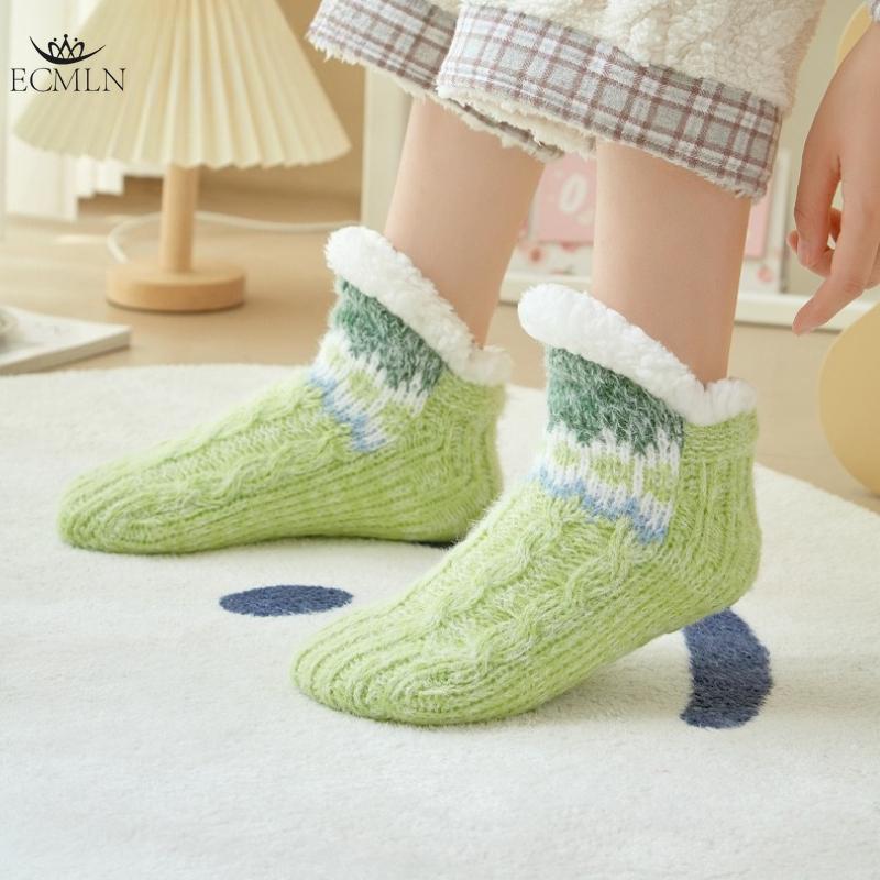 Women Slipper Socks Knitted Warm and Fluffy Fleece Lined Non Slip Socks Winter Socks Home Sleeping Socks for Bed Socks