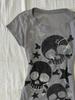 Subculture American Retro Skull Star Print Cinched Waist Short Sleeve T-shirt
