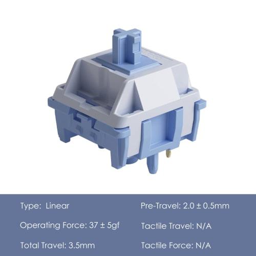 Akko Mirror Switches, 37gf Actuation Force, Linear, 5-Pin, Pack of 45