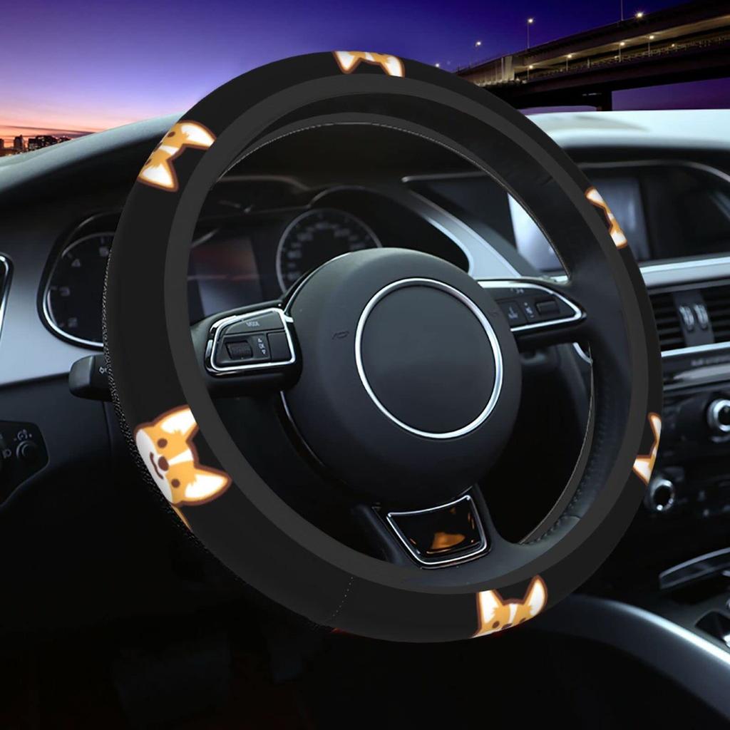 Steering Wheel Cover, Cute Shiba Inu Dog Pattern, Anime, Mini Car, O Type, Normal