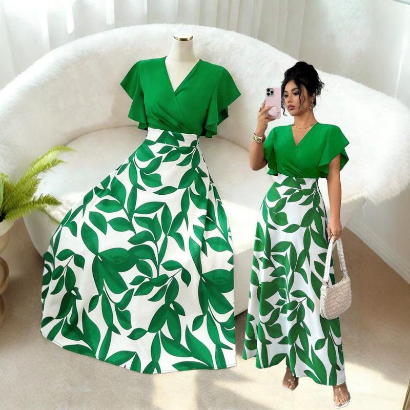 Europe, America 2026 summer new exquisite elegant design flying sleeves slim long dress women