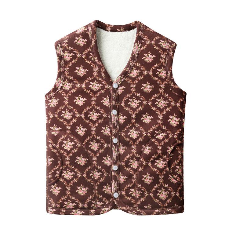 Oma fügt im Herbst und Winter eine verdickte Samtweste hinzu, Warme Strickweste für Menschen mittleren und höheren Alters, Neues Oberteil mit Pferdeclip für Mütter