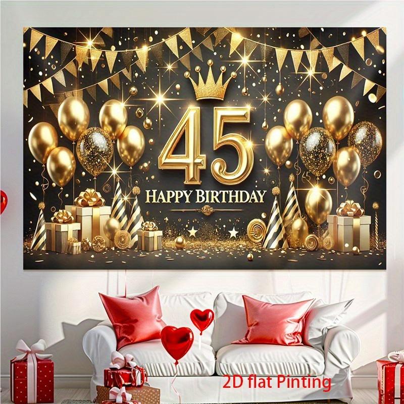1 piece oversized gold and black birthday background with number 45 centerpiece - Elegant large balloon arch decoration