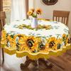 1 Piece Of Sunflower Pattern Printed Themed Round And Rectangular Tablecloth, Various Sizes, Elegant Spring And Summer Floral Design, French Fresh, Su